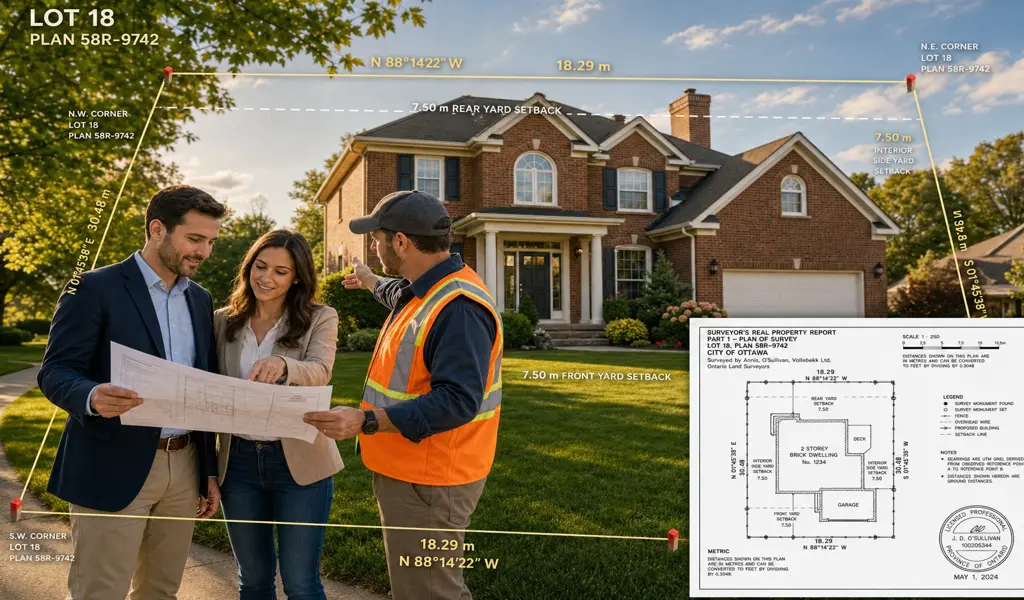Surveyor examining a Real Property Report